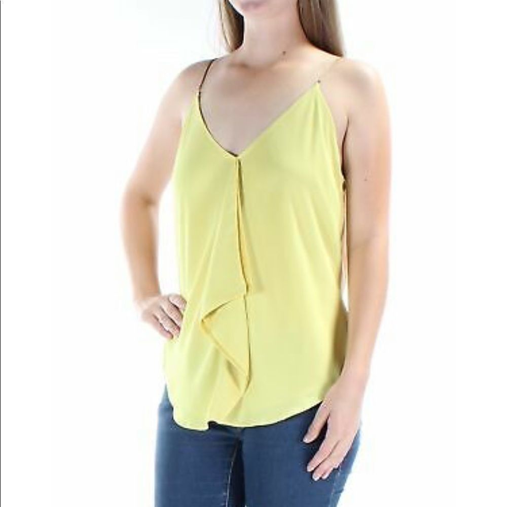 Rachel Roy Yellow Chiffon Tank Top Gold Straps